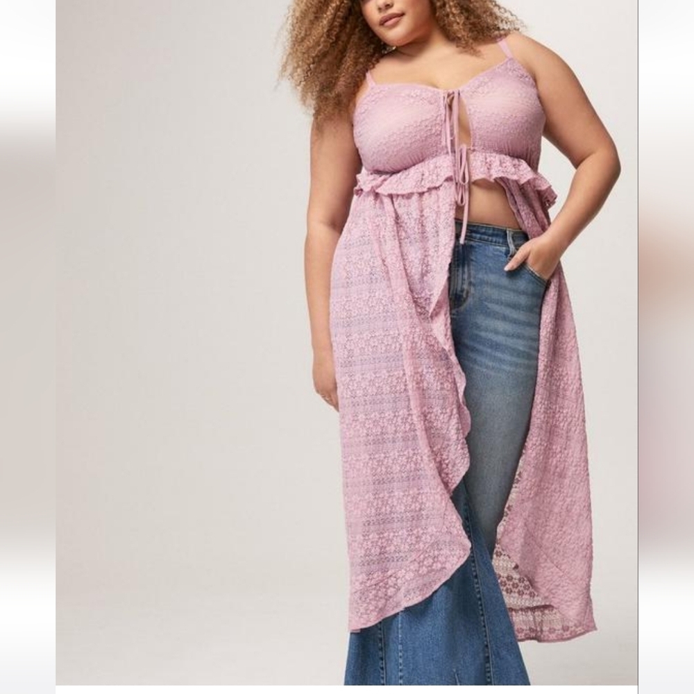 🆕️ TORRID FESTI V-NECK HI-LO TUNIC - MAUVE PINK